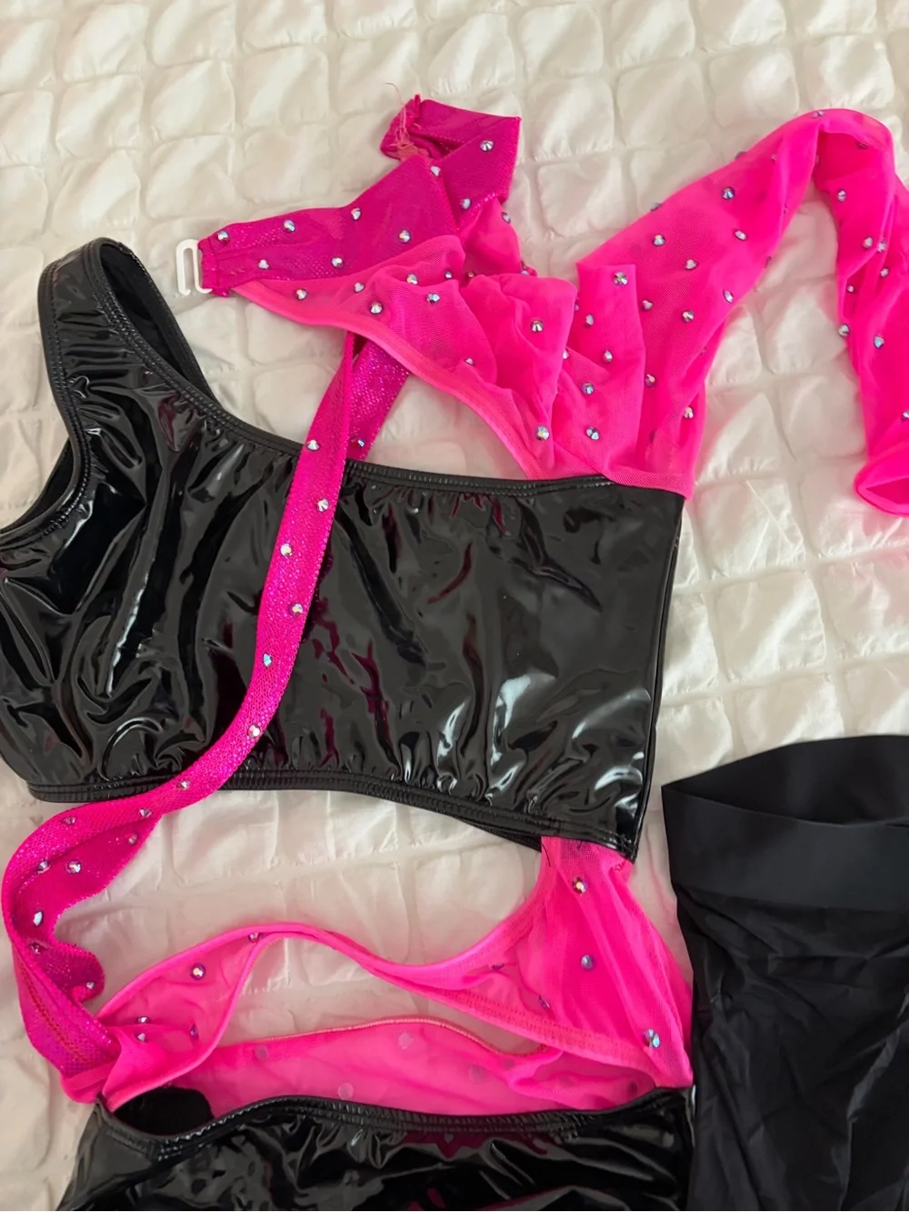 Women’s Black & Hot Pink Shine Bikini Top and Bottom Set